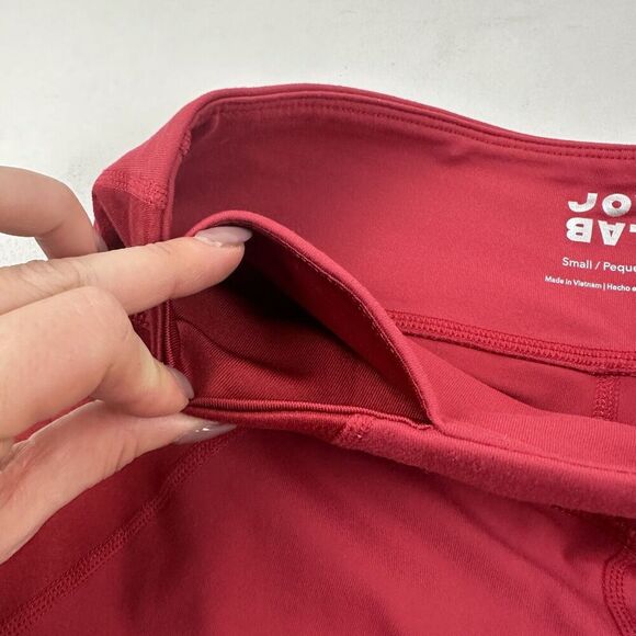 JoyLab Premium Mid-Rise Moto Red Leggings 7/8 Length Mesh Panels Size S Stretch - Picture 8 of 12